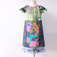 Image 1 of spring break 5/6 vintage hawaiian aloha tropical floral flower flutter sleeve mix dress