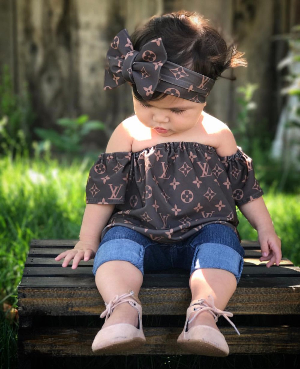 Image of LV off the shoulder top with matching headband
