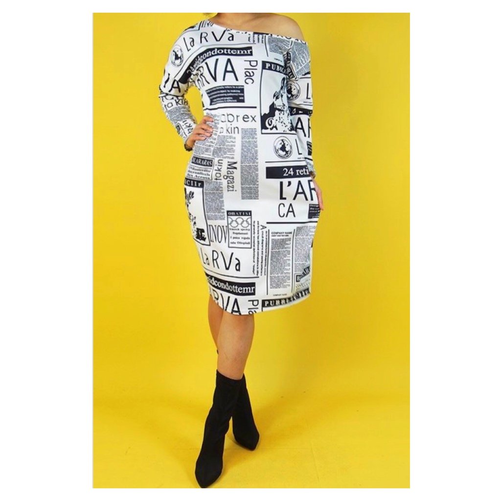 Image of Newsprint Dolman Dress