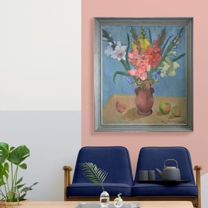 Image of 1943 Swedish still life, 'Gladioli,' Eva Jacobssen