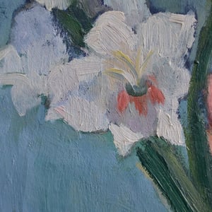 Image of 1943 Swedish still life, 'Gladioli,' Eva Jacobssen