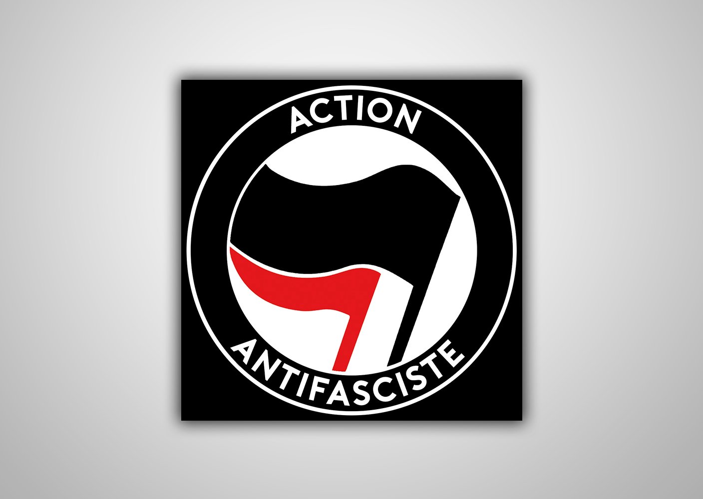 Image of 100 Autocollants "Action Antifasciste" (Drapeau Noir)