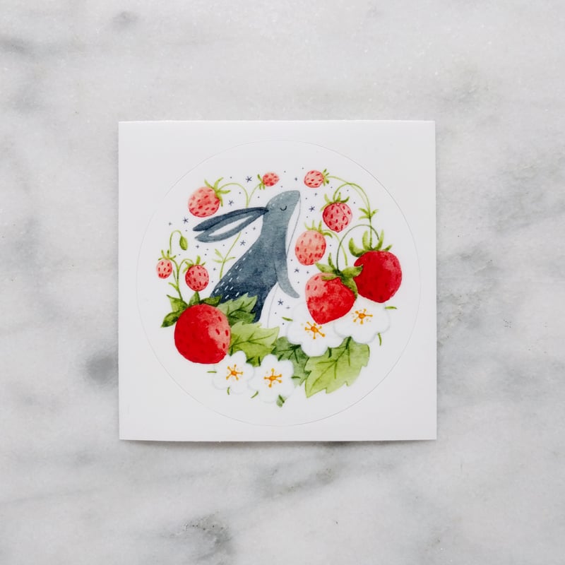 Image of Strawberry Bunny Round Sticker