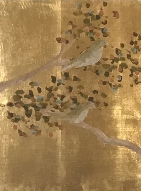 Image of Birds on Gold Panel
