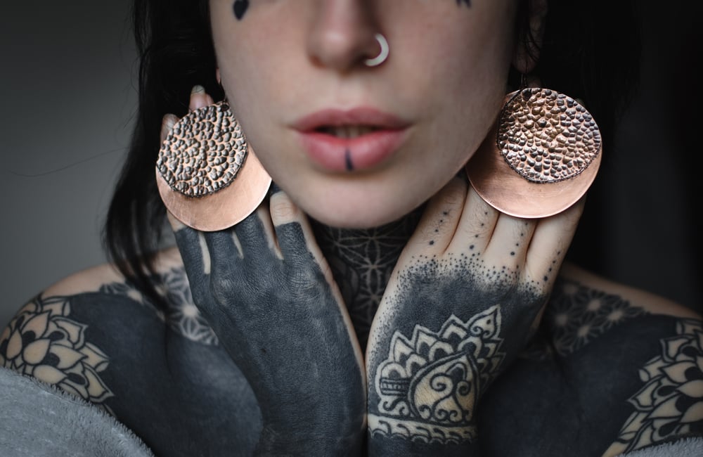 Image of Moon Copper Earrings