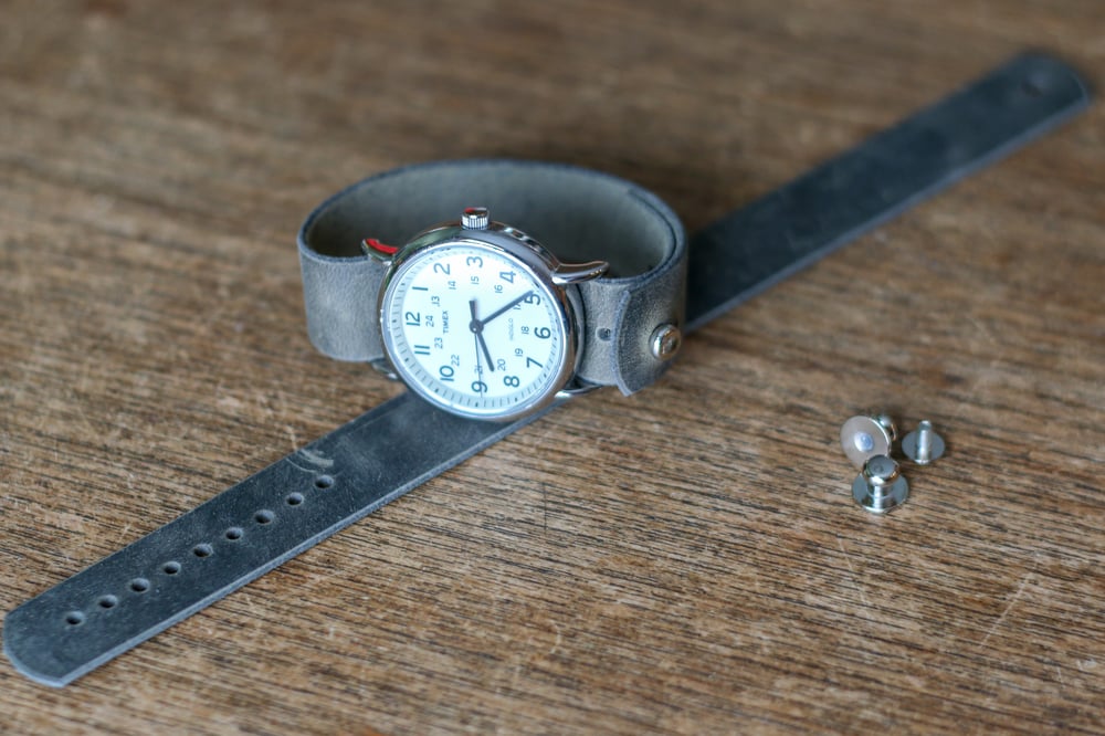 Image of Button Stud Watch Strap in Sage Folklore Vintage