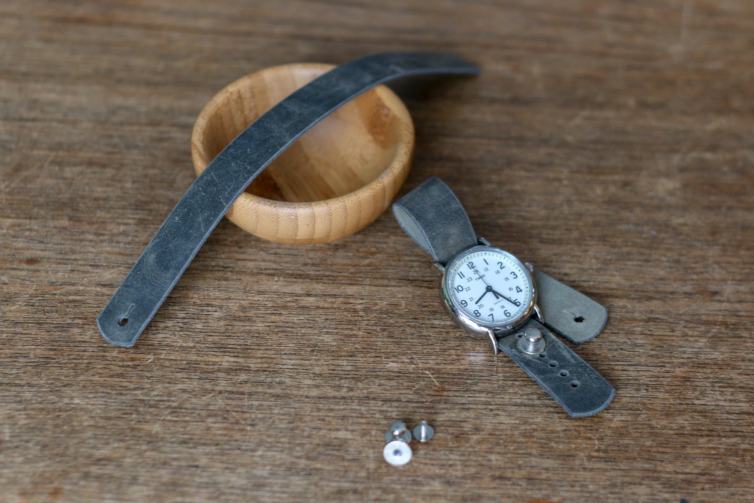 Image of Button Stud Watch Strap in Sage Folklore Vintage