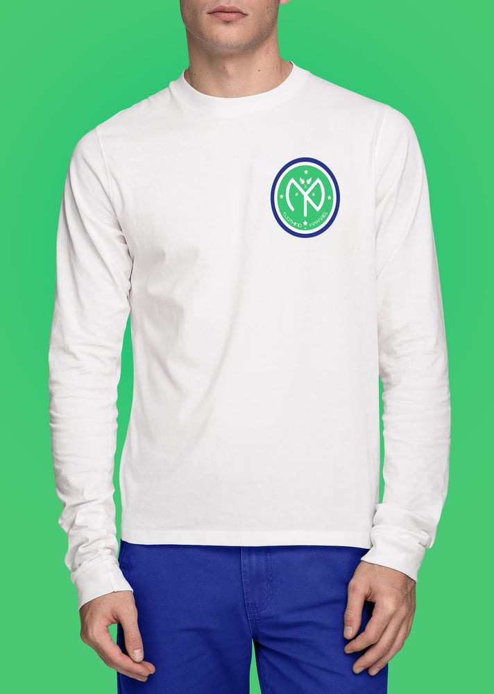 Image of Long Sleeve Spring shirt (White x Green x Blue)