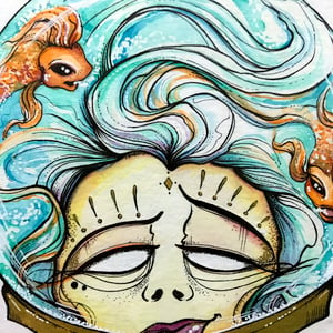 In My Head - Framed - Original Watercolour artwork