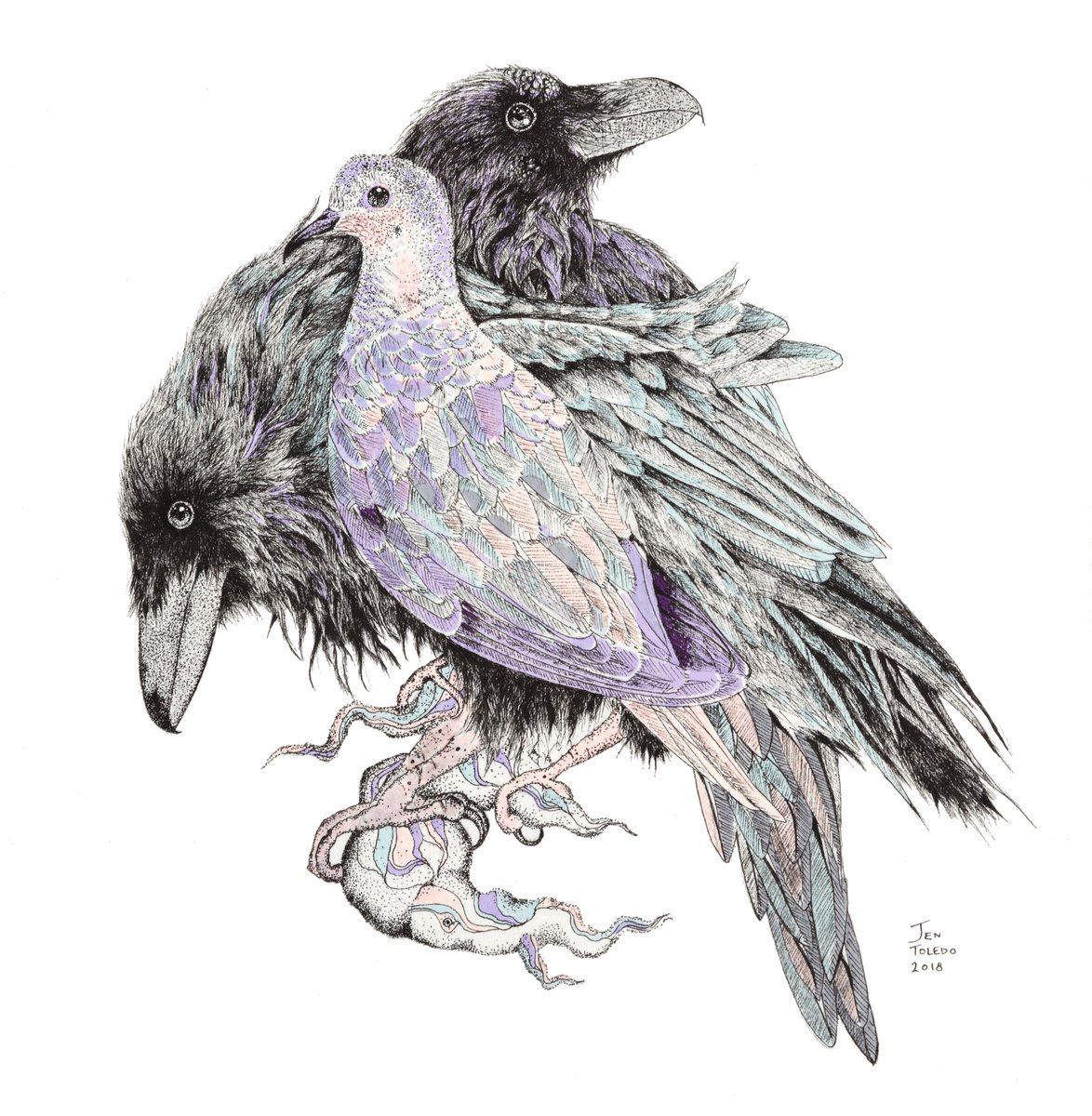 Ravens & Doves, 10 x 10 Jen Toledo
