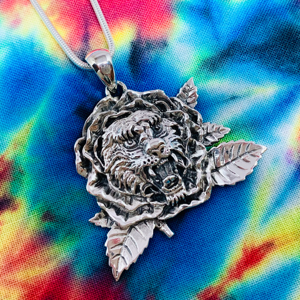 Image of Tiger Rose Pendant cast in Sterling Silver