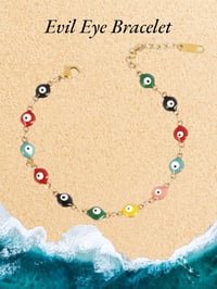 Image 1 of Enamel Evil Eye Stainless Steel Bracelet