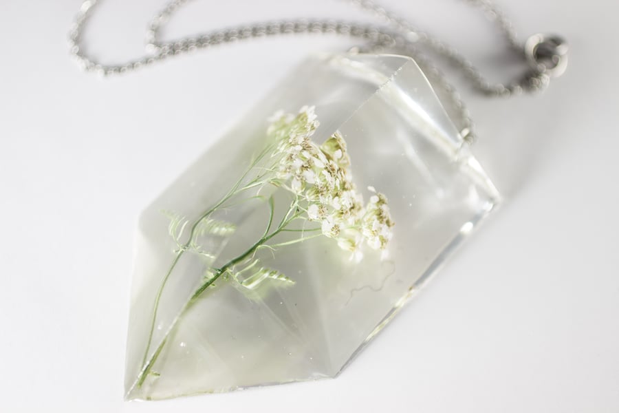 Image of Yarrow (Achillea millefolium) - Chunky Statement Piece Prism Necklace