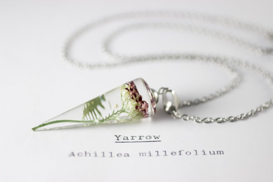 Image of Red Yarrow (Achillea millefolium) - Conical Pendant #1
