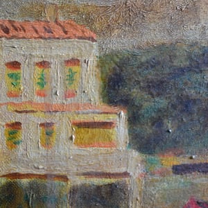 Image of French Seascape, 'Red Sailboats,' G. Estibe