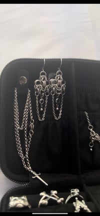 Image 3 of Fleur Hoops (Peach/Black) 
