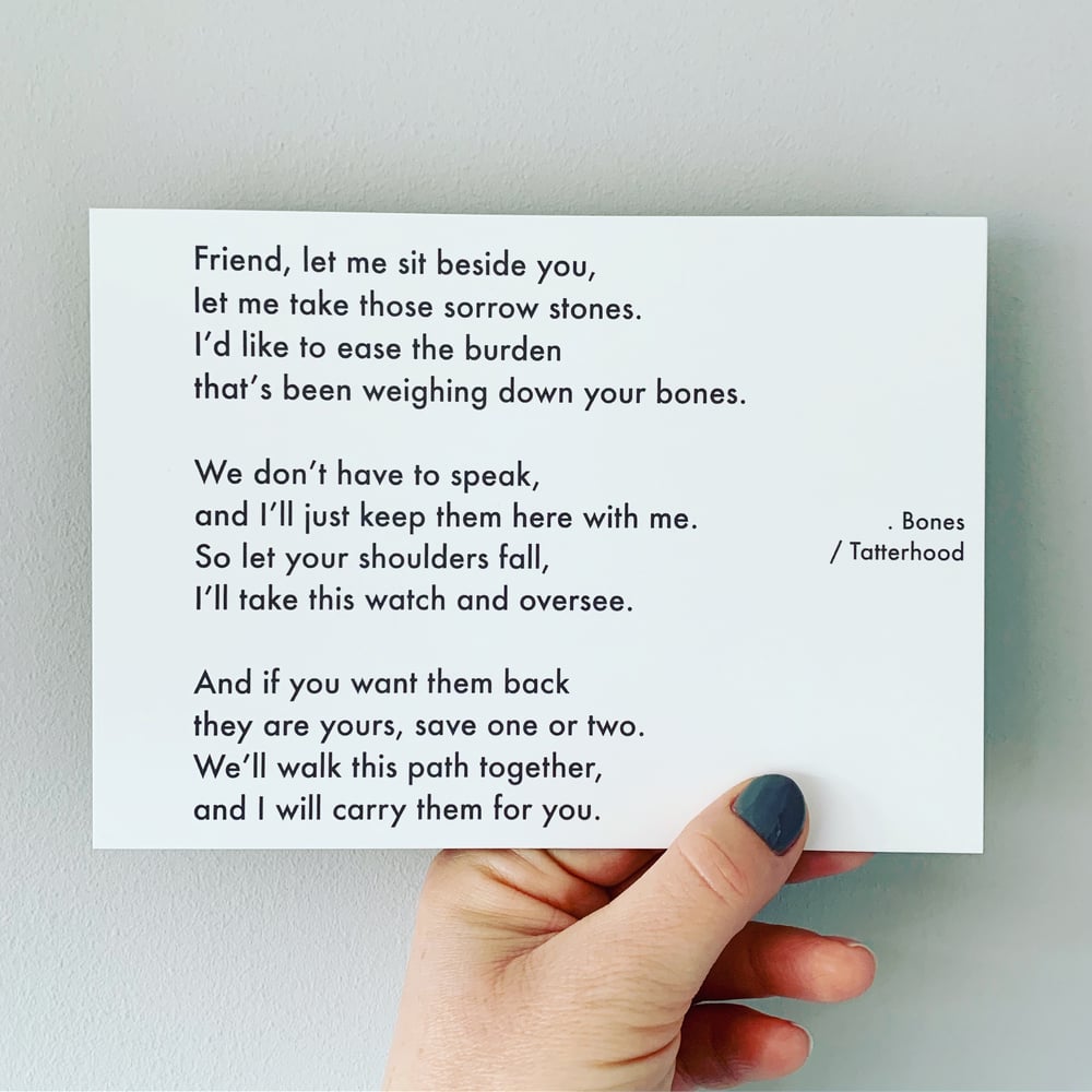 Image of Bones - Poem Postcard (Medium - 7x5 size)