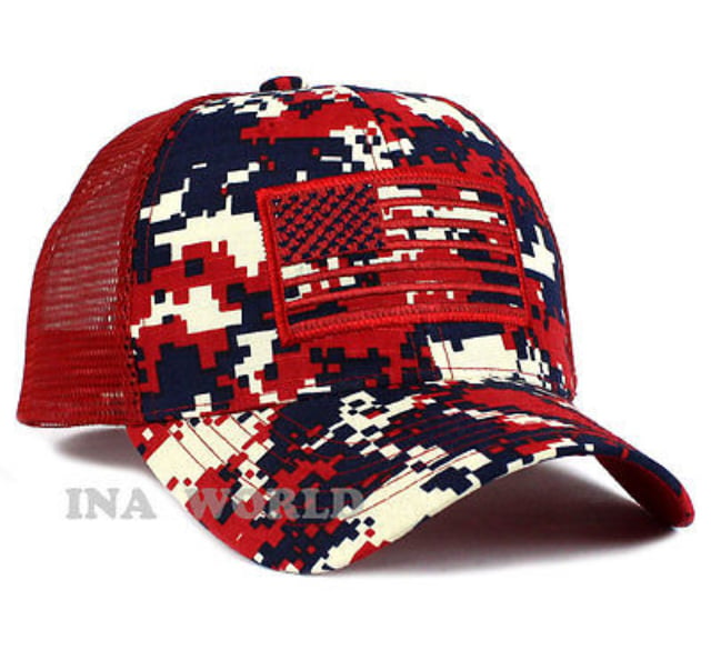 red digital camo hat