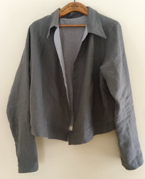 Image of cropped linen aviator jacket