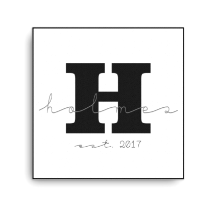 Image of Family Monogram & Name with EST Date Canvas Wall Sign