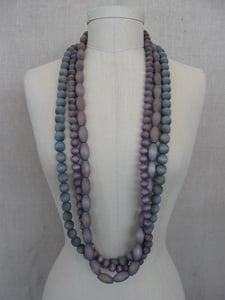 Image of hand dyed wood bead necklaces, 3 strands