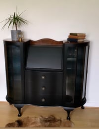 Image 4 of Stunning black & walnut bureau/drinks cabinet