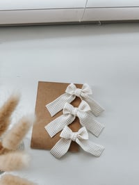 Image 2 of Hair Clip - Cream Waffle Bow