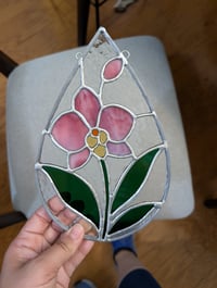 Image 3 of Orchid Stained Glass Suncatcher — Made to Order
