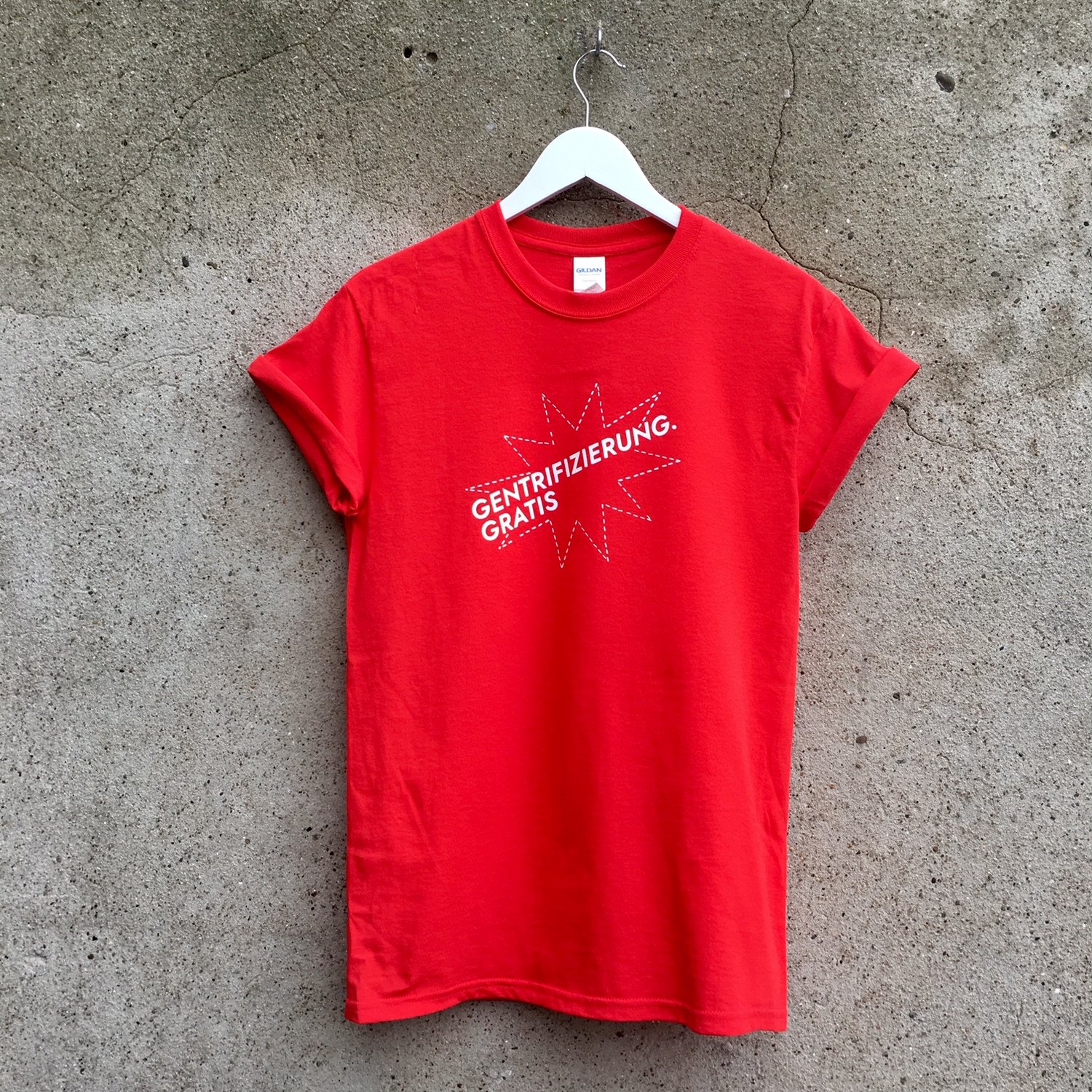 Image of Gentrifizierung.gratis T-shirt rot oder weiß unisex