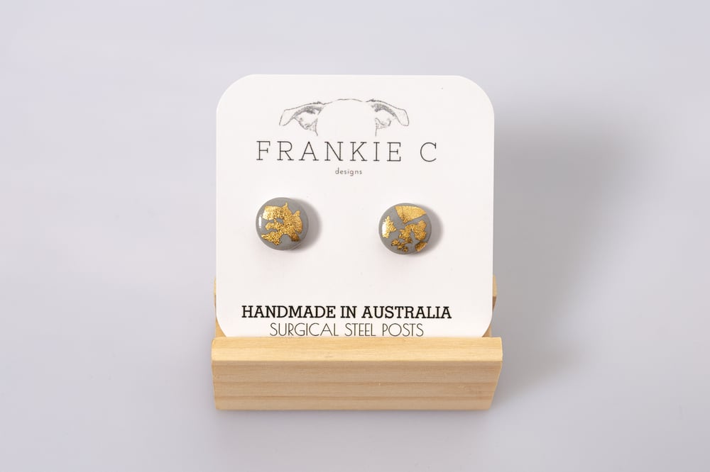 Image of Mini Studs - Gold Foiled Grey