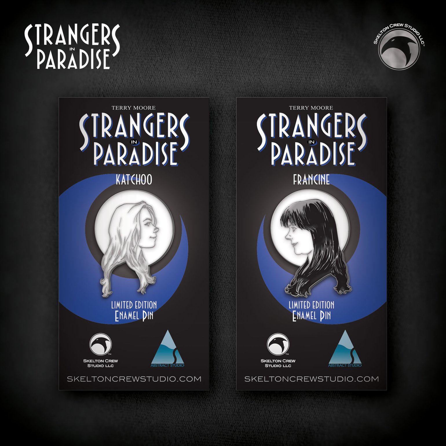 Image of Strangers in Paradise: Limited Edition Francine & Katchoo enamel pin set! FEWER THAN 25 LEFT!