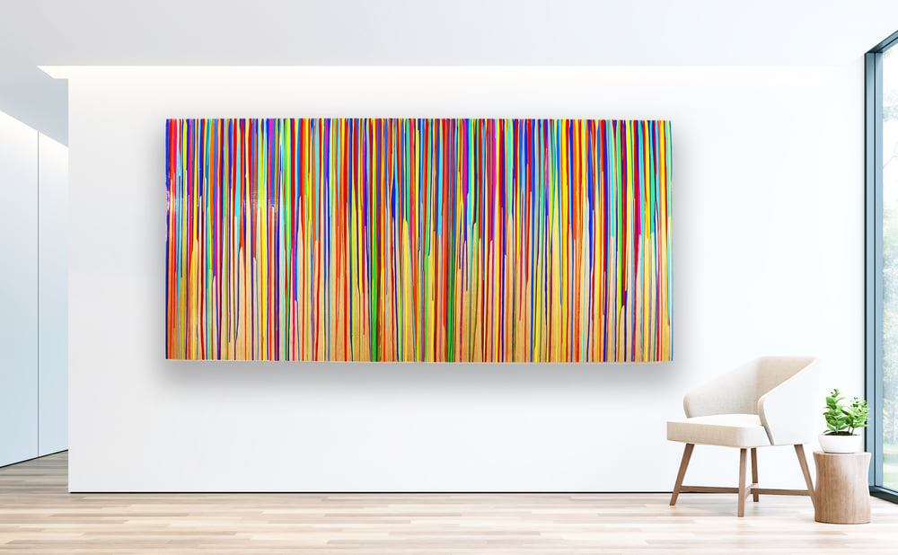 Image of READY to SHIP NOW | Abstract Painting on Wood | Drip Painting | Large Wall Art | Colorful Painting