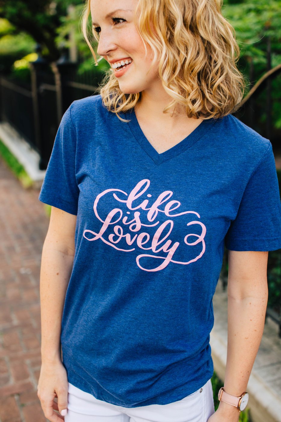 Image of Life is Lovely (Navy V-neck)