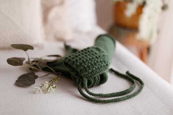 Image of Knit hat with wrap - green