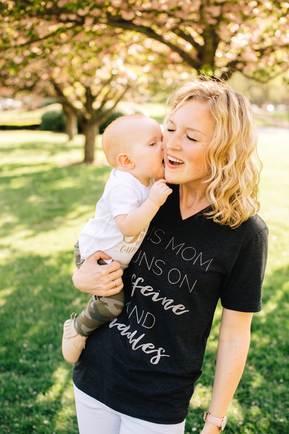Image of Caffeine and Cuddles (Charcoal V-neck)