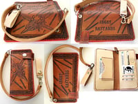 Image 2 of Custom Hand Tooled Leather Long Wallet. Your image/design or idea. Chain Wallet. Biker Wallet. Roper