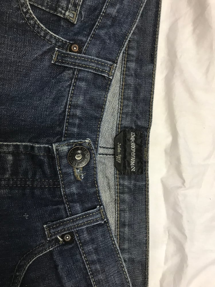 Image of Emporio Armani Button-Fly Dark Denim Jeans