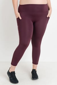 Highwaist Plus Capri with pocket- Plum