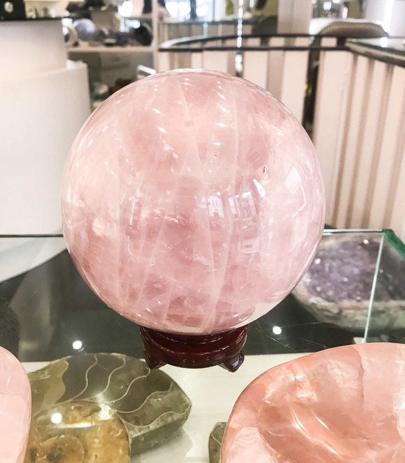 rose quartz sphere 70mm