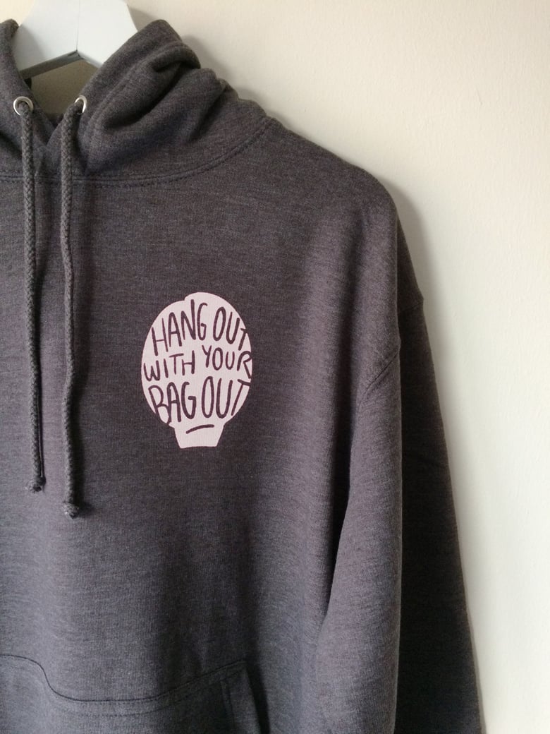 Image of Hand Printed Hoodie - Charcoal Grey 