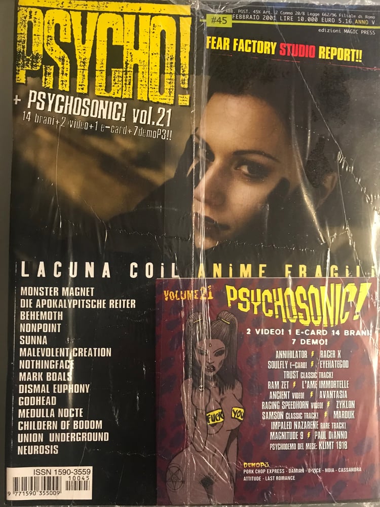 Image of PSYCHO! N. 45 (FEBBRAIO 2001) + CD PSYCHOSONIC VOL. 21 - SOLO 2 COPIE RIMASTE (1 CON CD/1 SENZA CD)!