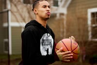 Image 1 of LOGO HOODIE BLACK AND MULTI GREY