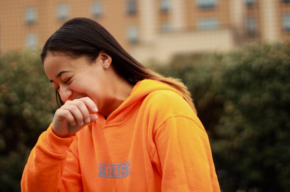 NEW Brand Prodigy Neon Orange Hoodie with silver square