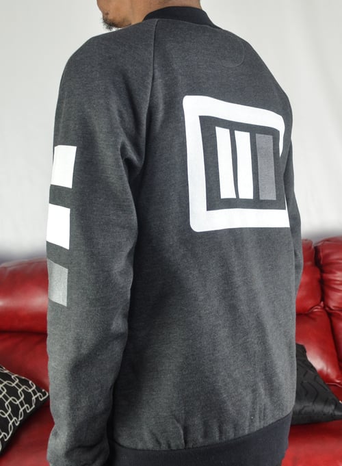 Image of Pong? Bomber Jacket Black/Grey ( white, white, grey) Think outside the box