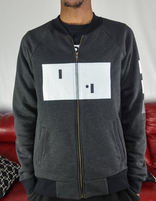 Image of Pong? Bomber Jacket Black/Grey ( white, white, grey) Think outside the box