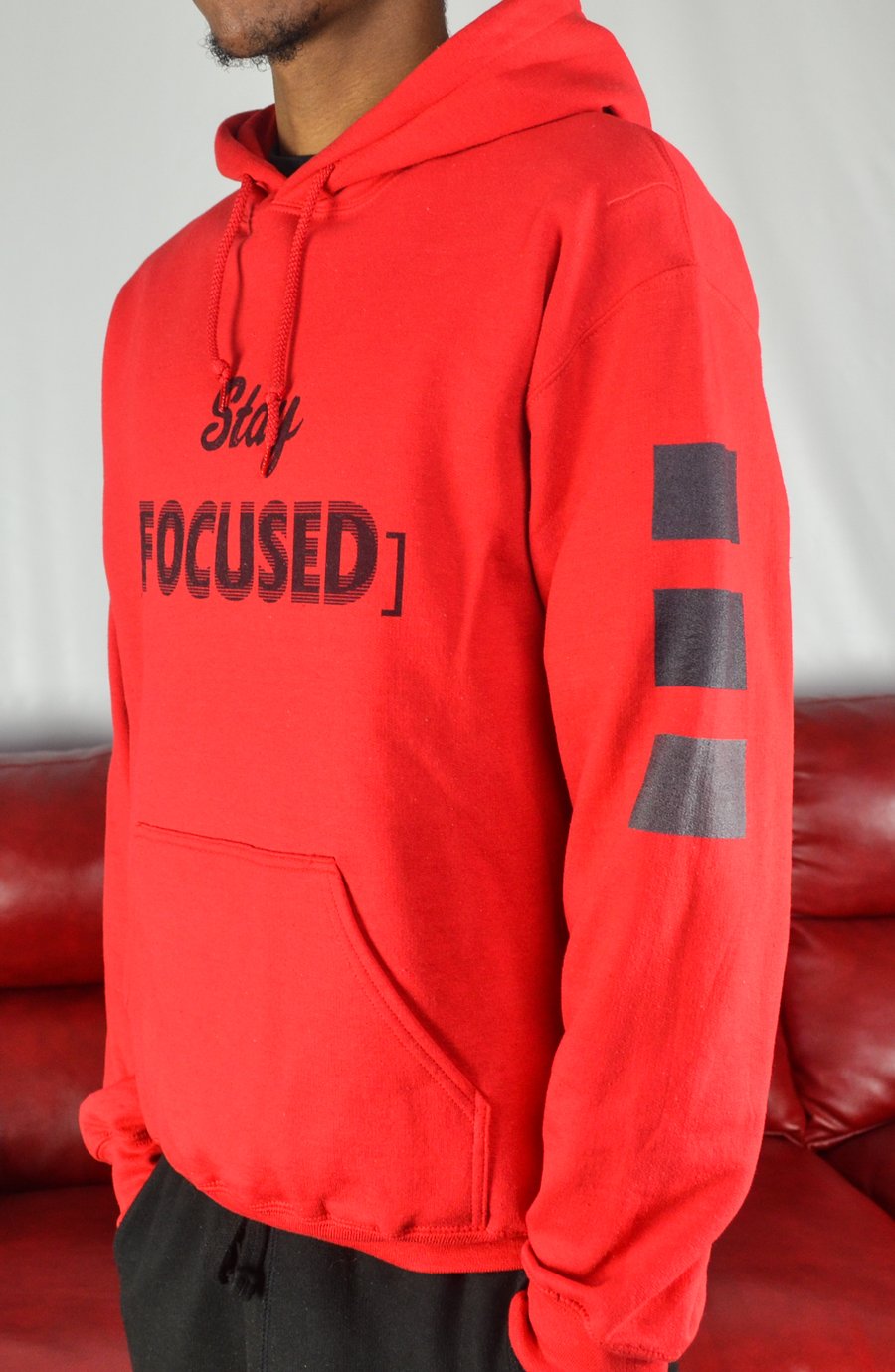 Image of Stay [Focused] Red Hoodie (black,dark grey)