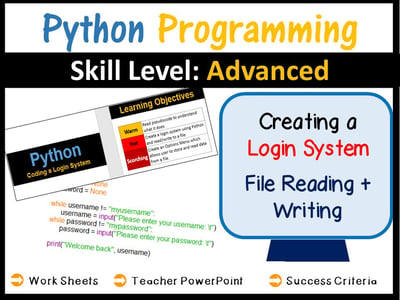 Image of Python Programming (Coding Login Systems & File Reading & Writing) - Skill Level Advanced