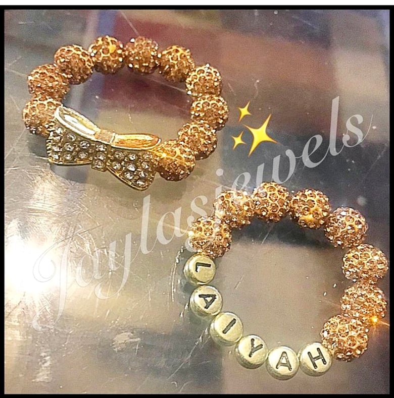 Image of Gold 2 piece Swarovski bracelet set 