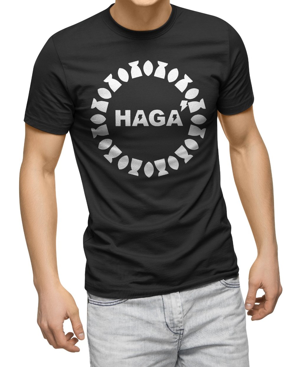 Image of Haga' Sun Logo T-Shirt BLACK