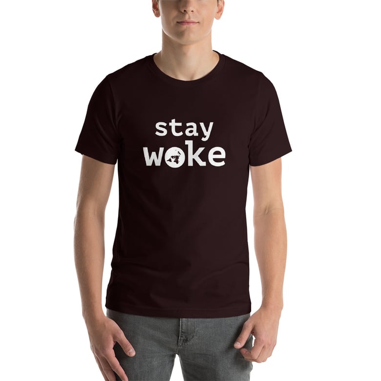 Image of STAY WOKE FLAT EARTH MODEL TEE